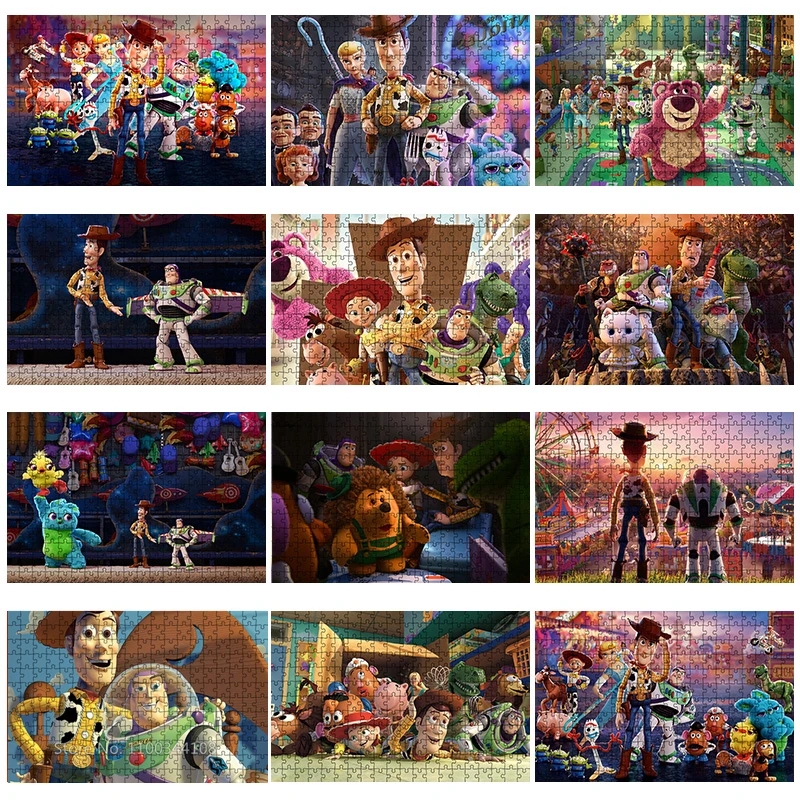 300/500/1000 Pieces Toy Story Puzzles Pixar Animation Disney Movie Jigsaw Puzzle Handmade Toys for Children's Decompression Game