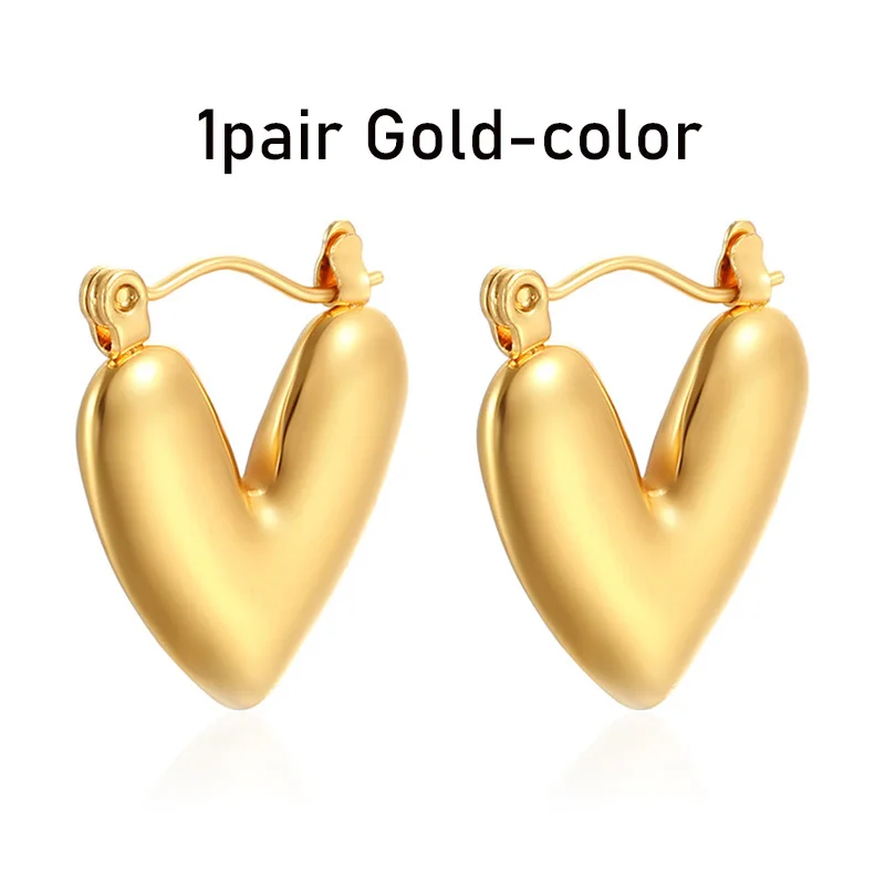 Most Popular Style Stainless Steel Hoop Earrings For Women C-type Peach Heart Round Ear Ring Non-Fading Hot Selling Ear Jewelry