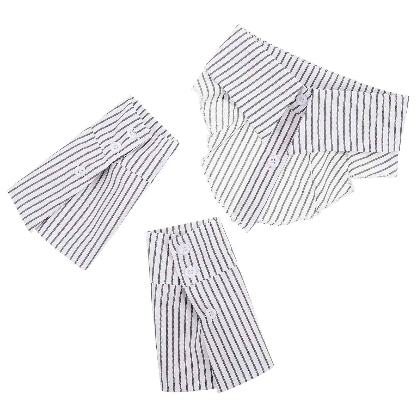 1Set Sophisticated Detachable Collar Cuff Set Simple Stylish Polyester Pointed Collar for Office Blouse Shirt Formal Work Attire