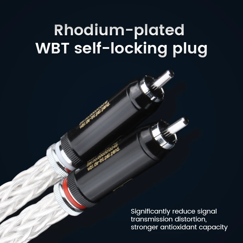 TODN Hi-End 8AG Silver Plated OCC 16 Strands Audio Cable With WBT RCA Plug Cable HIFI 2RCA TO 2RCA Cable