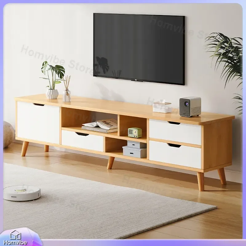 Nordic TV Stand Modern Simple Living Room Bedroom Furniture Solid Wood Legs Coffee Table Combo Small Apartment Home Decor