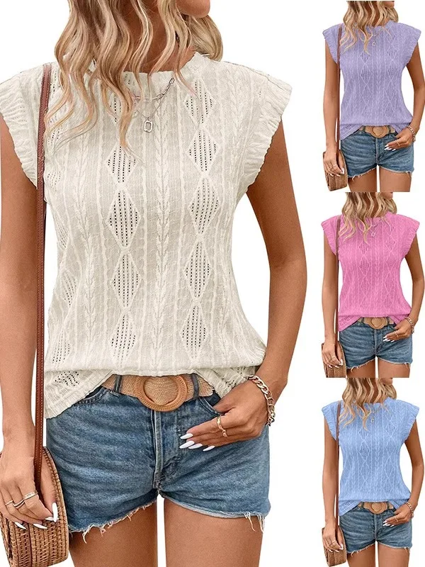 

Loose ort Sve round Ne Color T-irt Comfortable Polyester Ladies Faion Spring Summer Casual Top