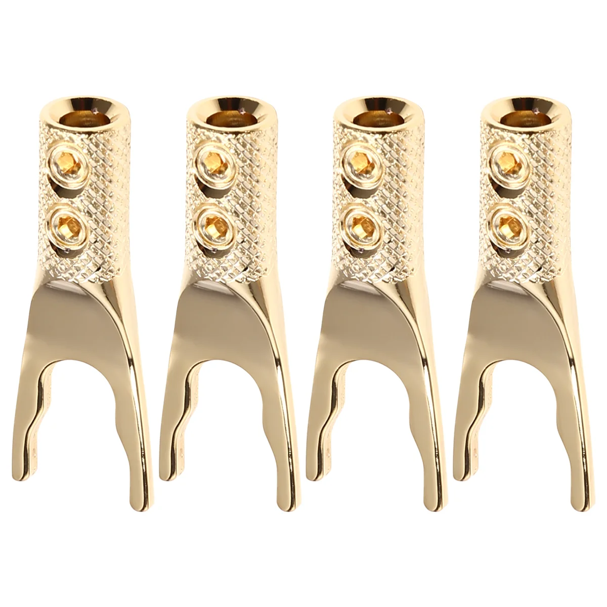 

ABMW-4PCS Hi End Copper Y Spade Connector Plug Rhodium Plated Fork Loudspeaker Cables Speaker Cable Connector