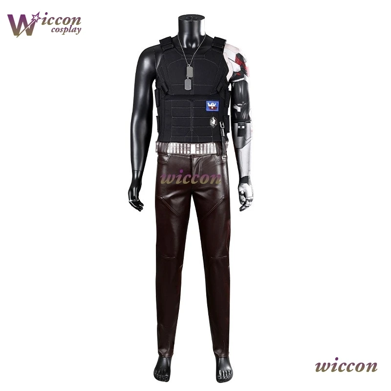 Wona/ Cyber2077 Punk Cosplay Johnny Cosplay Silverhand Costume Game Roeplay Vest Sleeve Mens Pants Halloween Carnival Clothing view 3