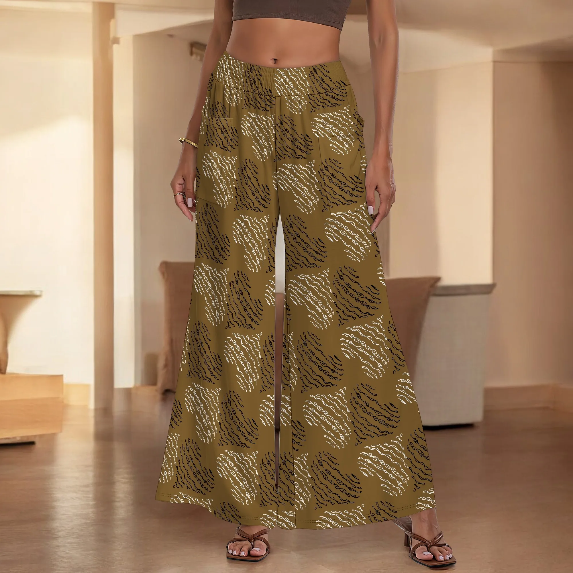 Women's Wide Leg Pants with Pockets All Seasons Casual Comfort LOVE Pattern for Music Festival, Anniversary
