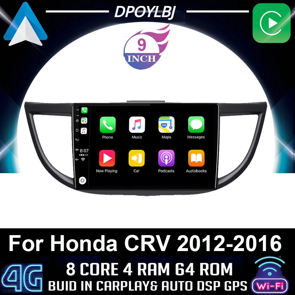 

Автомобильное мультимедийное радио с GPS, Android 2012, 2 DIN, DVD, подходит для Honda CR-V CRV 4 RM RE 2016-10,0