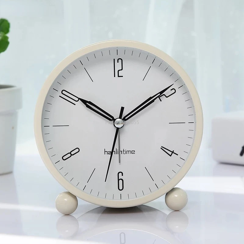 Mini Alarm Clock Silent Luminous Clock Bedside Fashion Modern Minimalist Metal Bedroom Small Clock Tabletop Decor Relogio Mesa