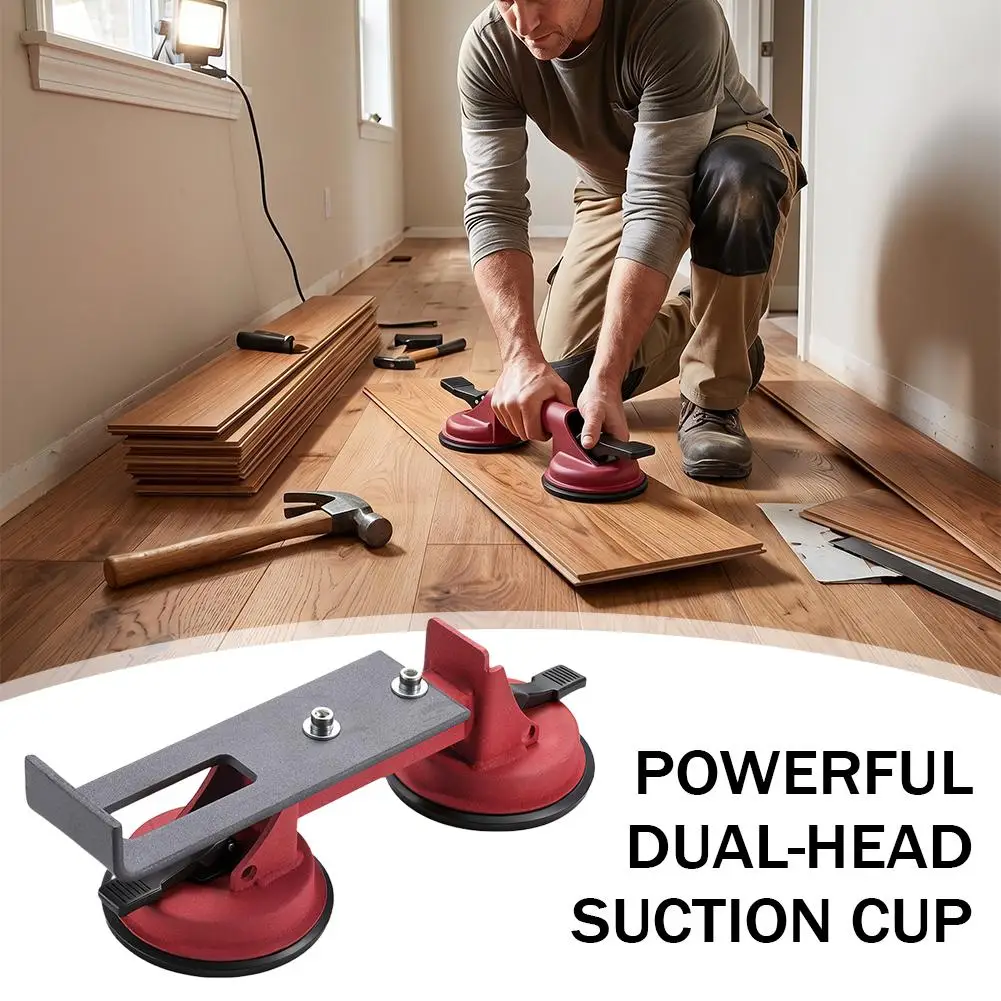 

Dual Head Flooring Suction Cup Heavy Duty Wood Floor Installation Pulling Tool Powerful Double Rubber Suction Cup For All Plank
