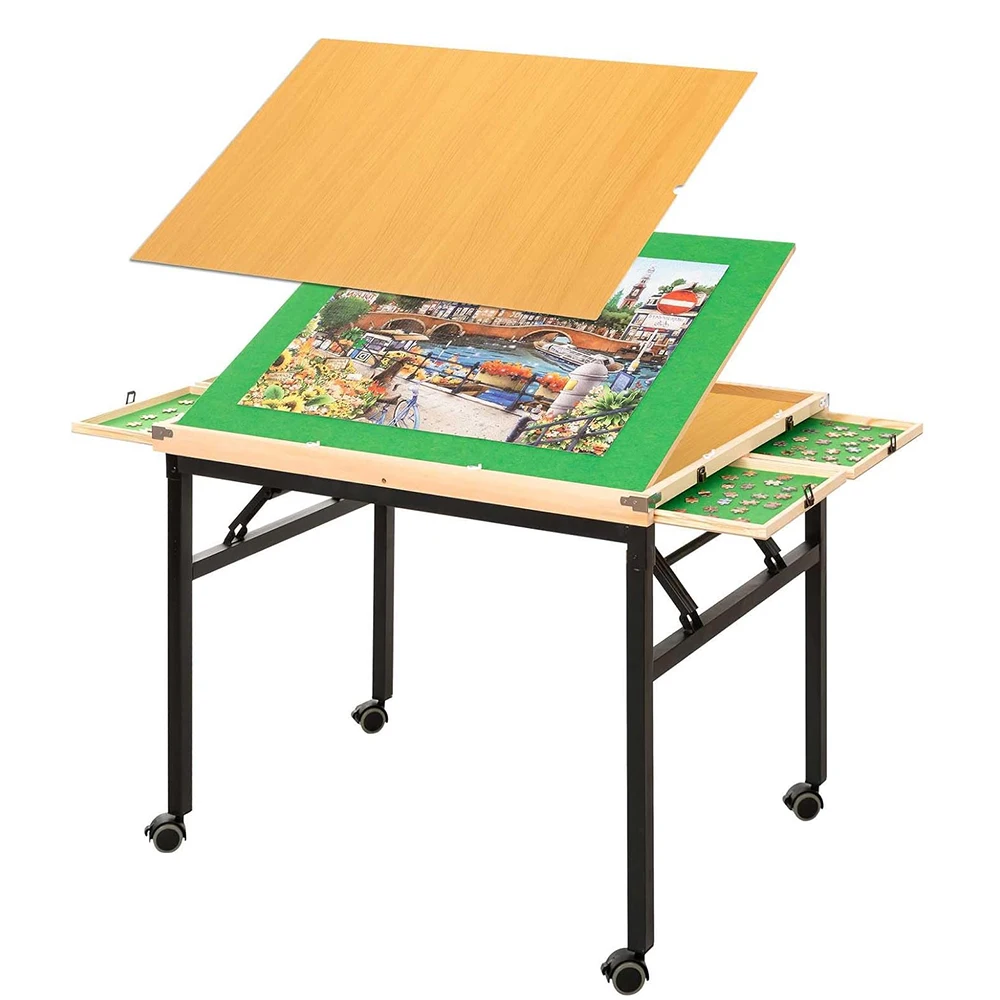 

1500 Piece Jigsaw Puzzle Table with Drawers, Folding & Tilting, Adjustable Legs & Wheels, for Adults, Mom & Wife，Free Shipping