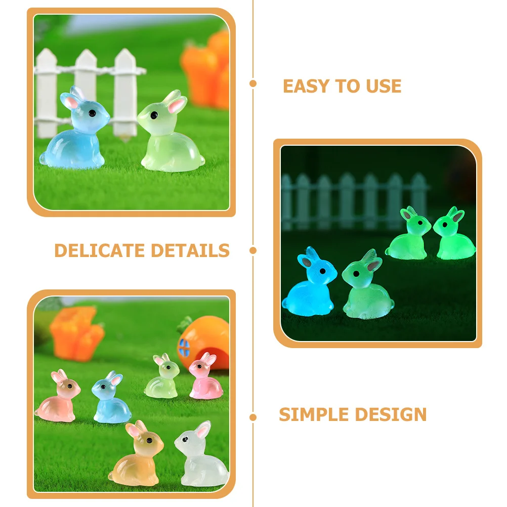 

12Pcs in The Sculptures Resin Miniature Garden Bonsai Decorations Micro Landscape Tiny Bunny Ornaments