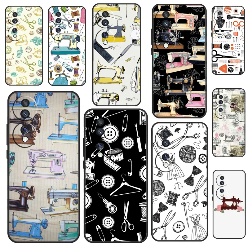 Sewing Machine Scissors Buttons Case For Honor 200 Pro 50 70 90 X8a X9a X8 X9 X8b X9c X9b Honor Magic 7 Lite 5 6 Pro Cover