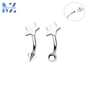 MZ 1Pcs F136 Titanium Alis Stud Runcing Kerucut Bulat Bola Bintang Batang Melengkung Benang Internal 16G Anting-Anting Perhiasan Tindik Tubuh 8 penjualan terbaik mz - №