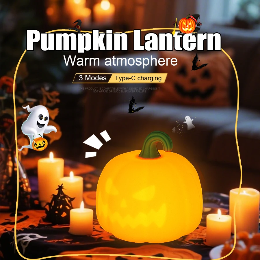 

Светодиодный окружающий свет на тему Хэллоуина, силиконовый ночник, призрак, тыква, призрак, милый мультяшный подарок на день рождения, украшение для детской спальни