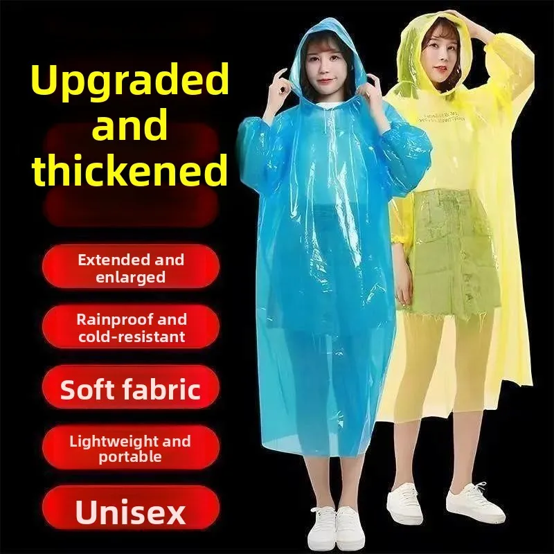Disposable Portable Thickened Card Raincoat Full Body Waterproof for Adults Amusement Park Travel Raincoat Breathable PVC Mat...