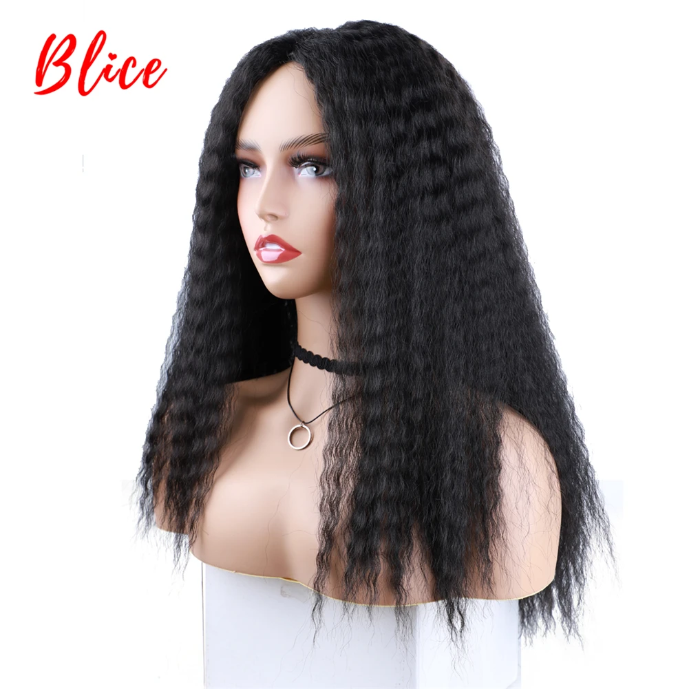 Blice Synthetic Long Hair Extensions Kinky Straight Clips In Water Wavy Curly Skin Topper Full Wigs 22Inch Afro Hair Wig Women