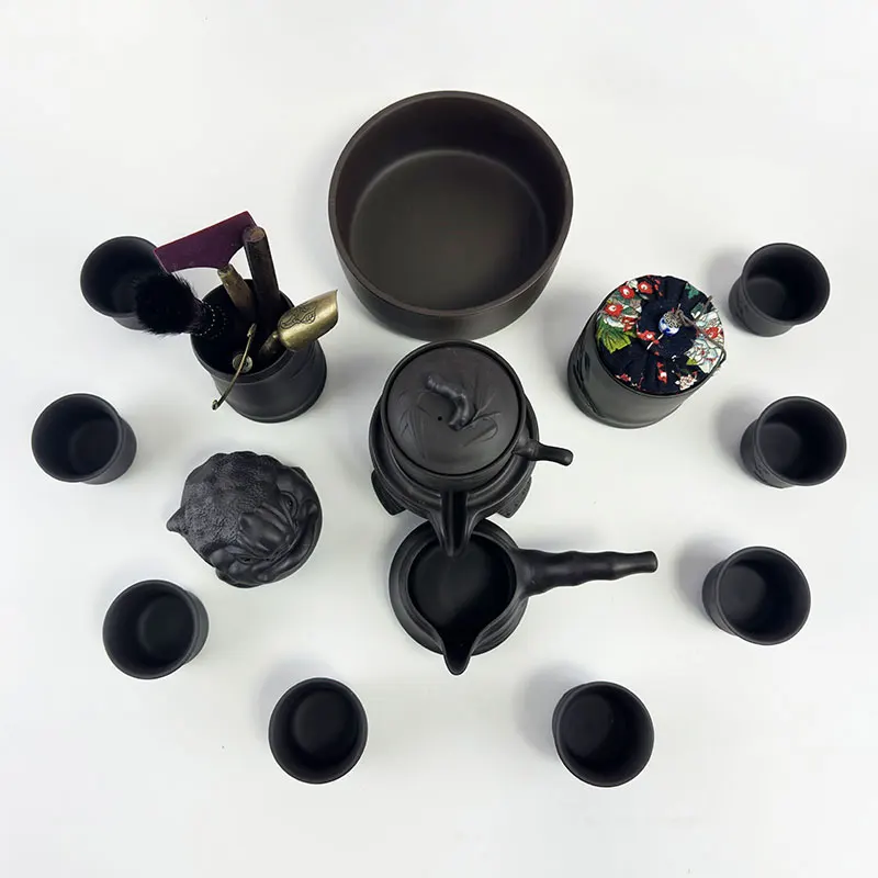 

Purple sand automatic tea set stone grinder lazy bubble teapot brewer living room tea tray set household gift box