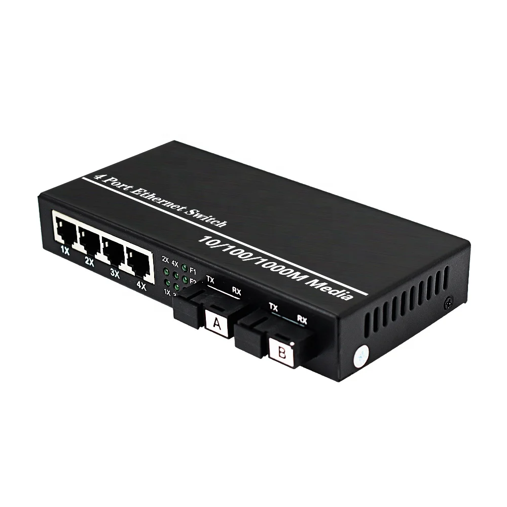 Gigabit Ethernet Switch, Fiber Optical Switch, 2G4E, 2 SC Fiber Port, 4 RJ45, 10/100/1000M