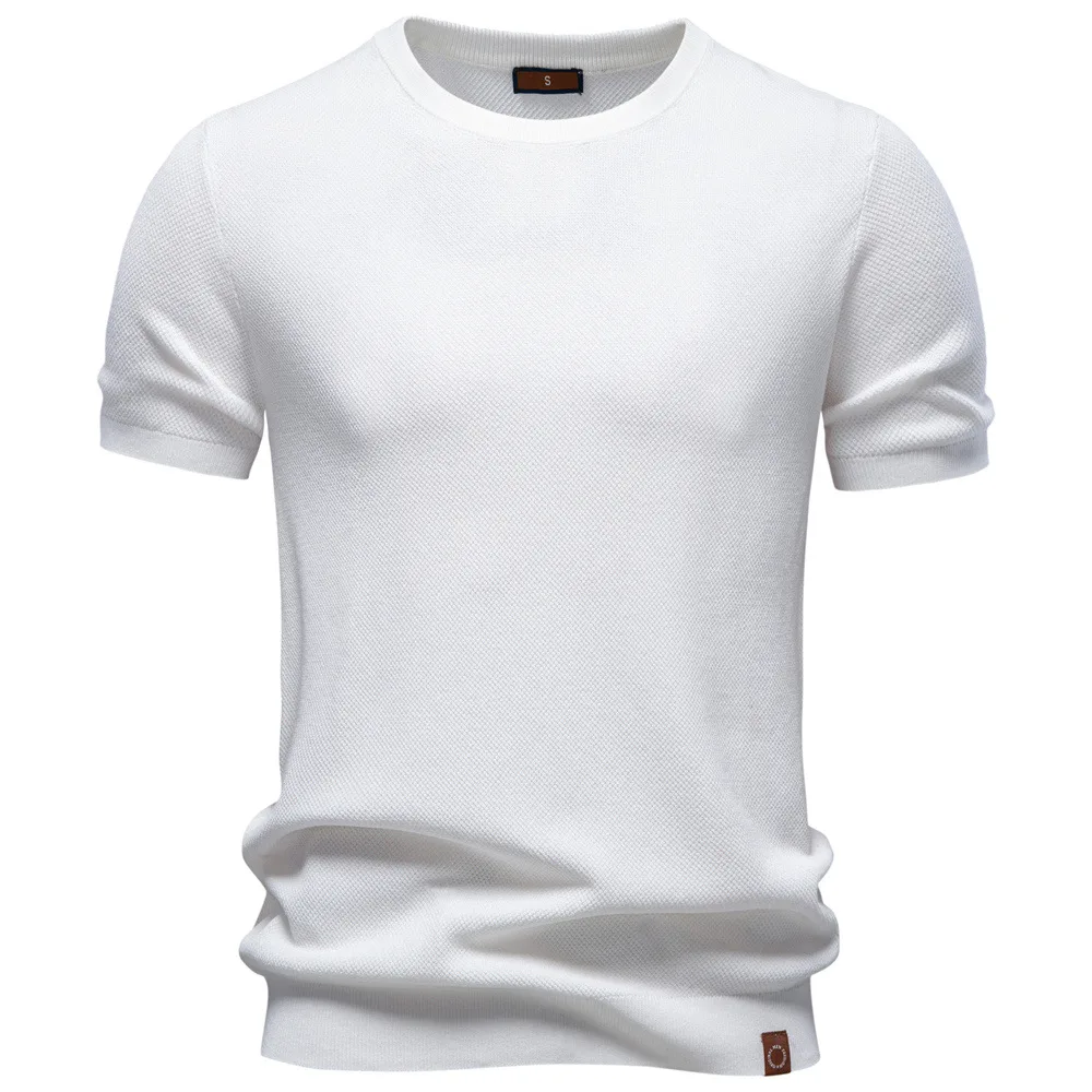 New summer men's smooth and silky, breathable, casual and leisure pure-color round-neck short-sleeved fashionable T-shirt