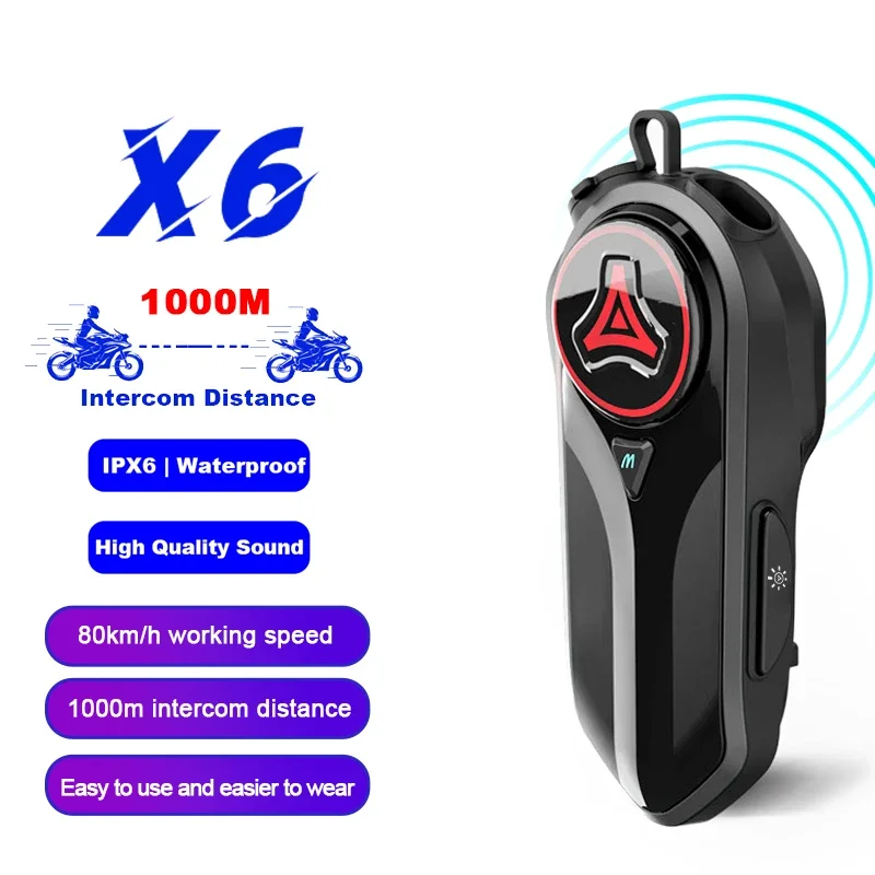 1/2Pcs X6 Bluetooth Motorcycle Helmet Intercom Headset intercomunicador Moto Interphone Wireless Handsfree Call For 2 Rider