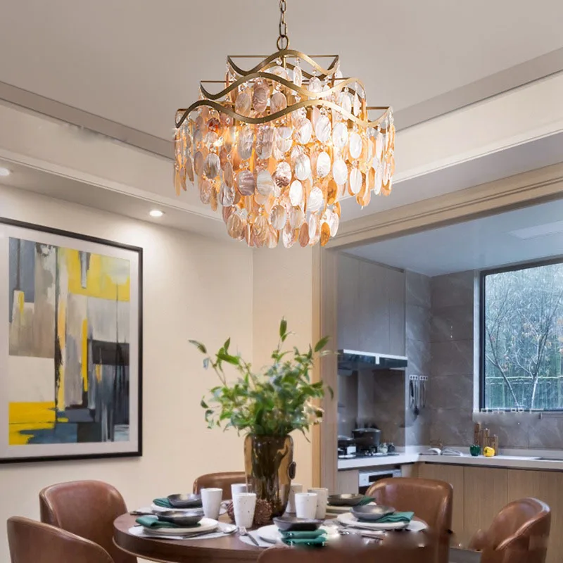 Modern Simple Luxury Shell Romantic Chandelier Living Room Dining Room Bedroom Led Home Girl's Room Decoration Lighting Fixtu