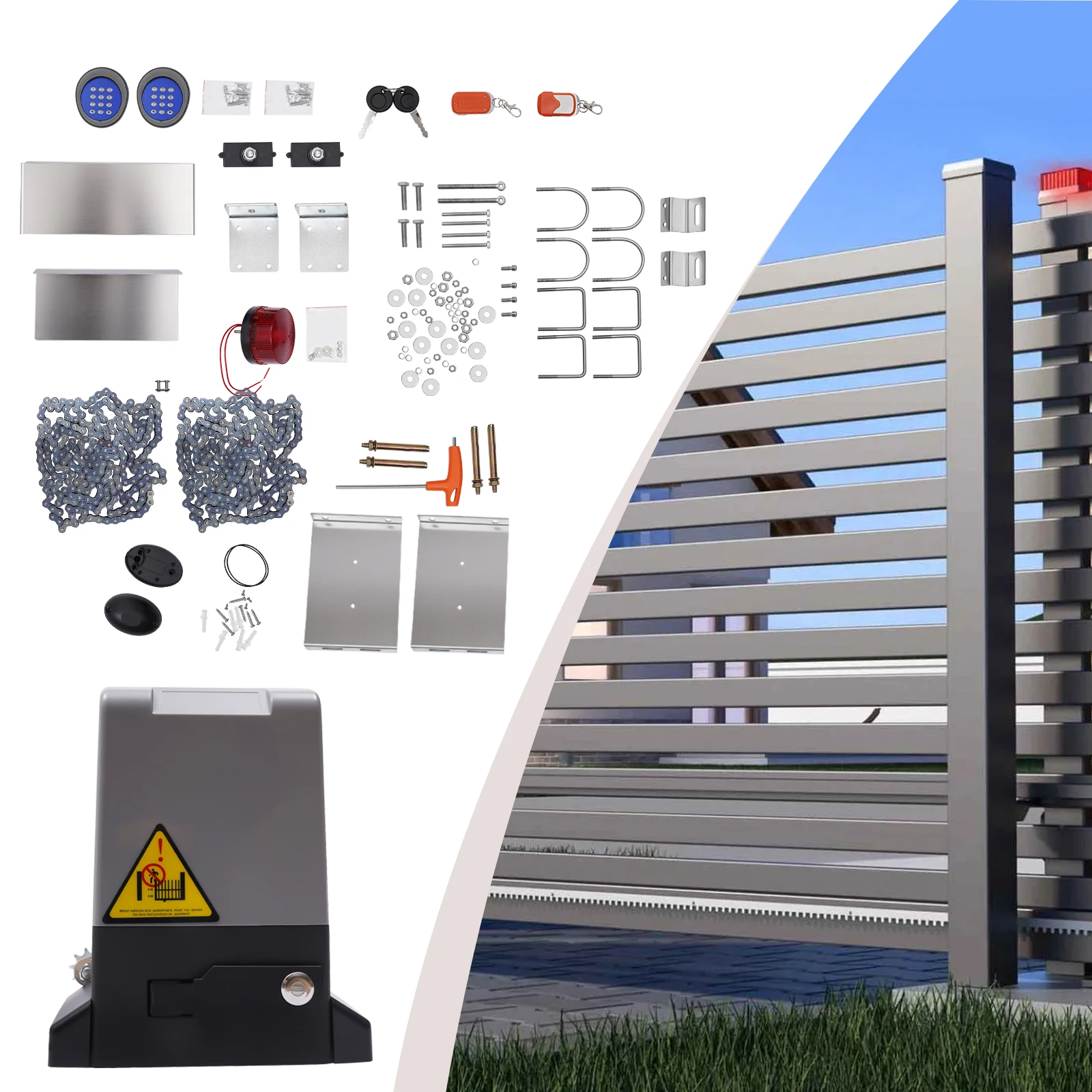 2500lbs Automatic Sliding Gate Opener Kit with 2 Remote Controls 550W Electric Rolling Slide Gate for Sliding Door Up to 40 Feet