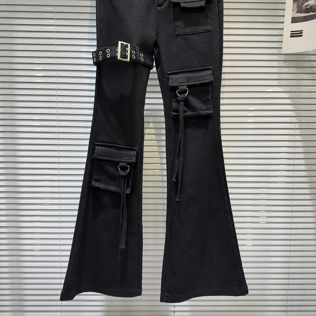 Cool Spicy Girl Winter New Sle Bla Bell Bot Slim Fit Women's Jeans ket Design Belted Cuff l Waist Denim Jeans