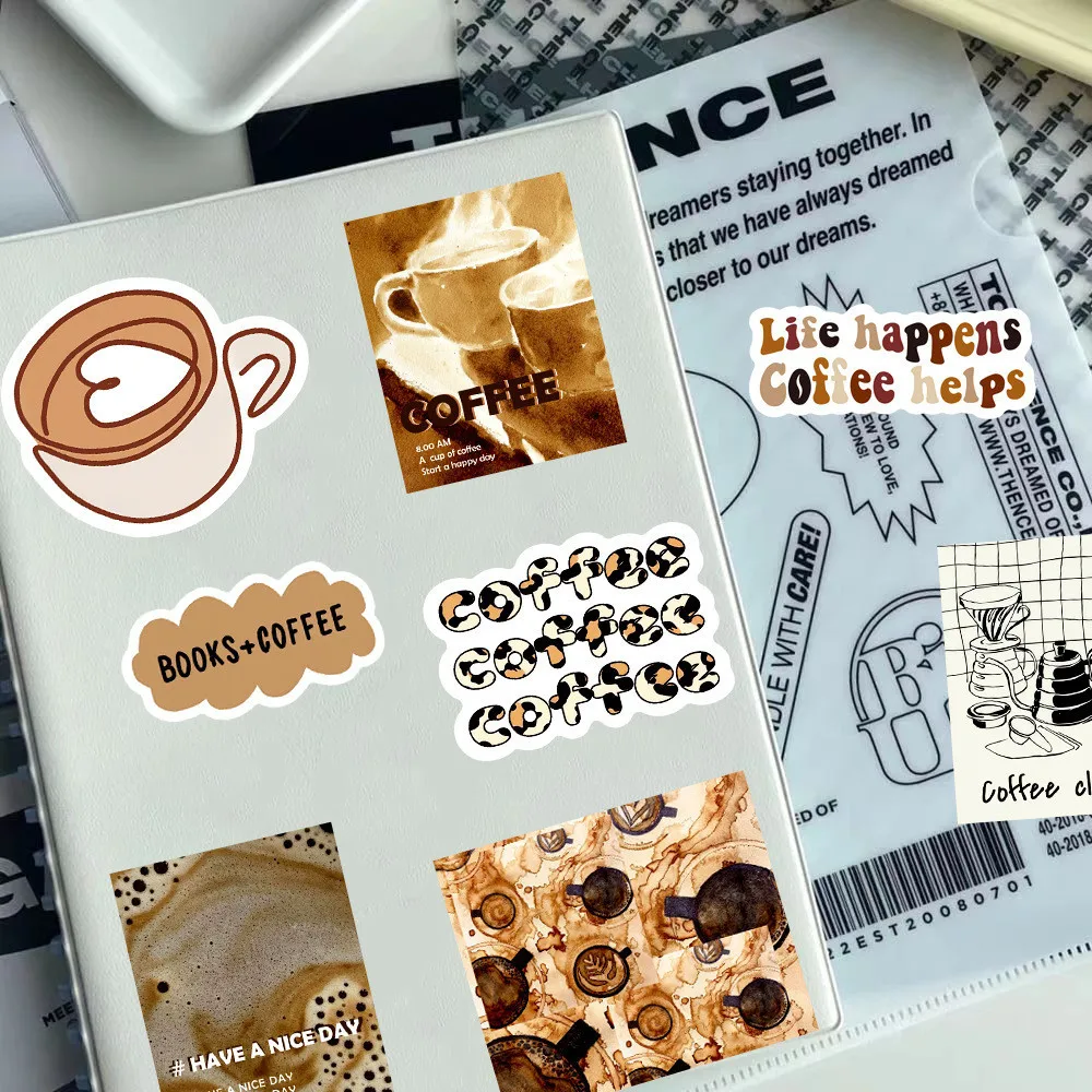 50 adesivi ispiratori per caffè stile INS, decalcomanie per graffiti curativi coreani per la registrazione di bottiglie d'acqua da skateboardYourLife Store