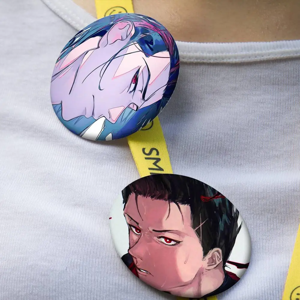 1 unidad de insignias de Anime Shoei Baro, insignia láser redonda, broche, ropa, mochila, accesorios, solapa