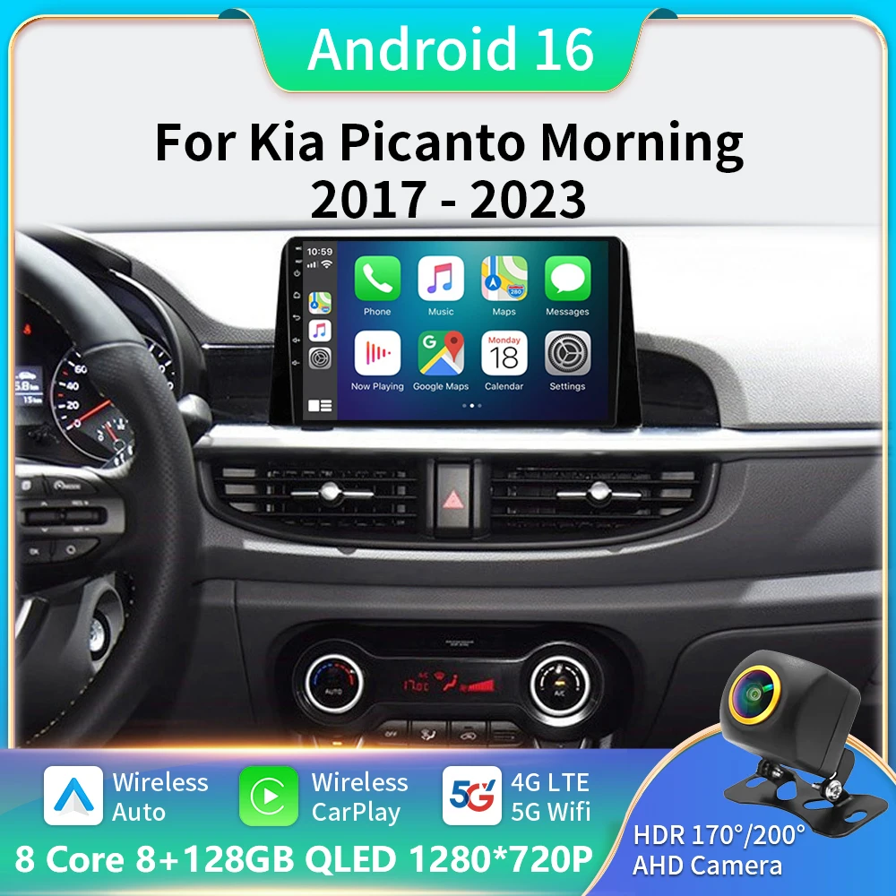 9 Inch Car Multimedia Player for KIA Morning 3 Picanto 2016 2017 2018 2019 2020 Android 15 Car Stereo Car Radio GPS Carplay Auto
