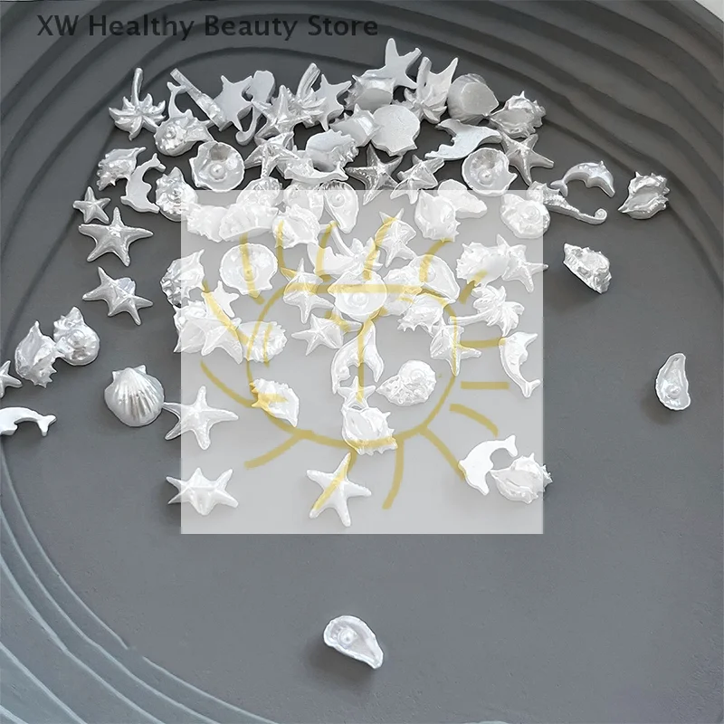

50 шт., подвески для ногтей, серия Ocean, жемчужная ракушка, стразы, морская звезда, ювелирные изделия, флэш-украшения для дизайна ногтей, поставки