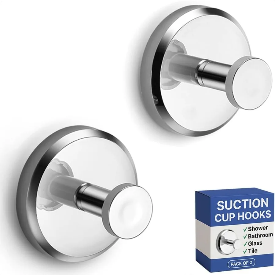 

Suction Cup Hooks for Shower Bathroom Kitchen Glass Door Mirror Tile Loofah Towel Coat Bath Robe Hook Holder for Hanging up to