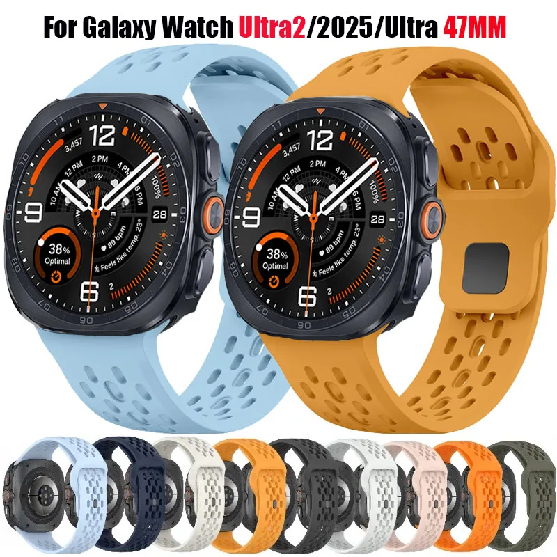 Atmungsaktives Silikonarmband für Samsung Galaxy Watch Ultra2 Sportarmband Correa für Samsung Galaxy Watch 2025 Ultra 47mm Armbänder