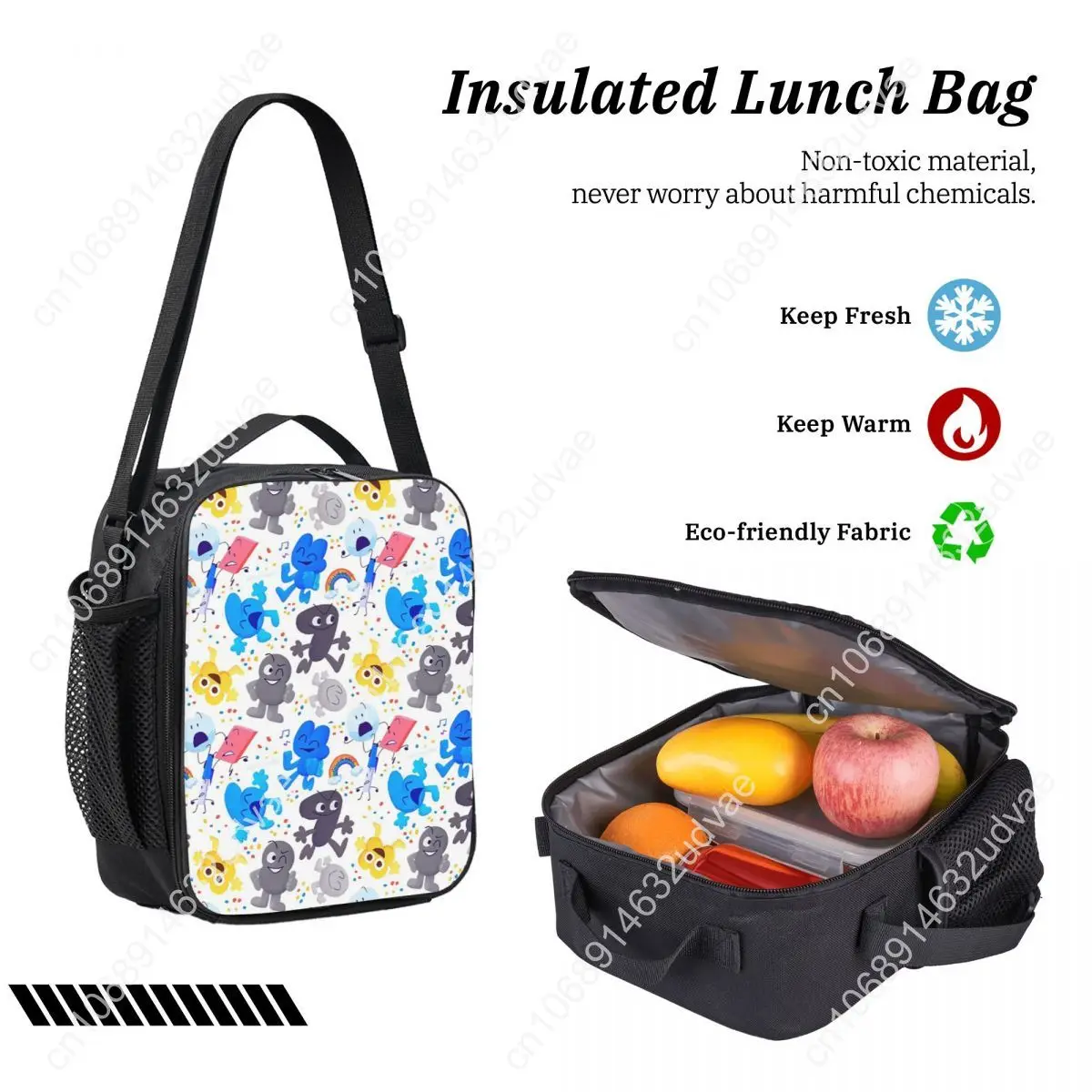 Bfdi Pattern Backpack Student Boys Girls BookBag School Bag Laptop Shoulder Bags 3ps Insulated Lunch Bag Pencil Case