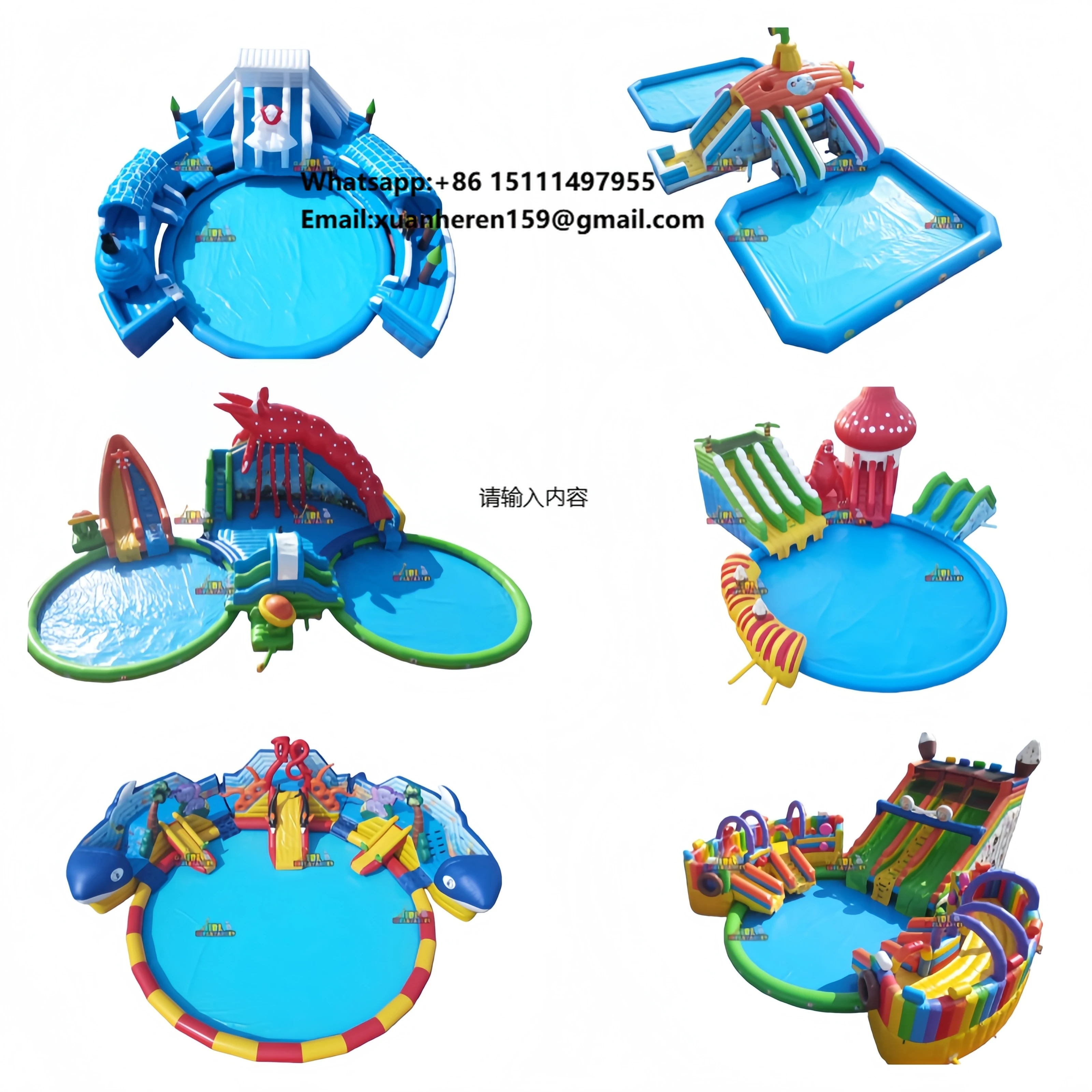 Commercial Themed Inflatable Water Park Inflatable Water Playground with Splash Slide Pool Easy Setup Rental for Kids Parties