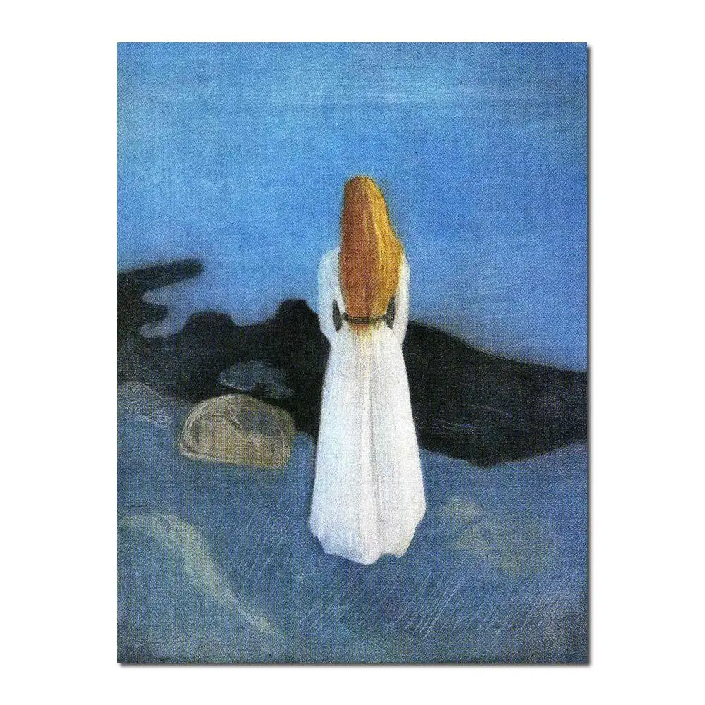 Modern painting on canvas Young woman on the shore Edvard Munch High quality Hand painted