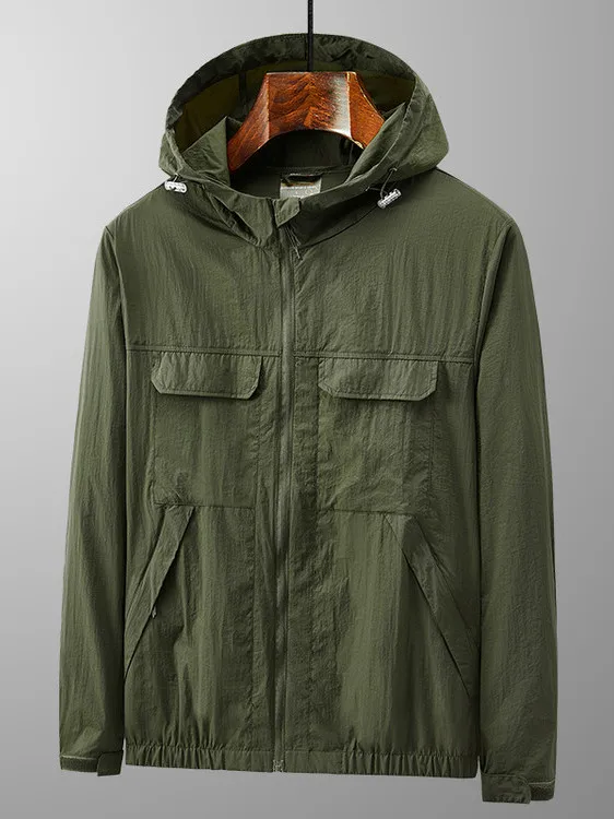 

Summer Lightweight Breathable Casual Outdoor Hat ket Sun Protection Clothing Men's Top Polyester Nylon Cosite Fiber