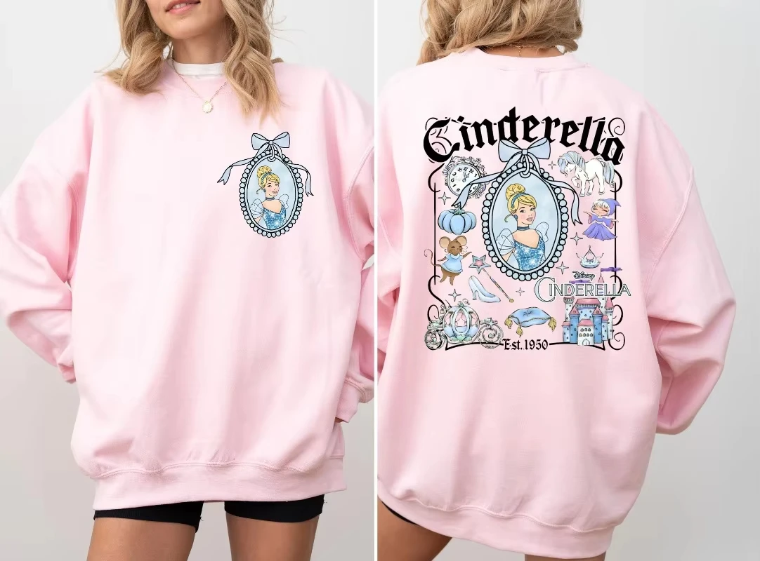 Sudadera Retro con espejo de Cenicienta, viaje del Reino Mágico, sudadera con lazo de coqueta de Cenicienta, ropa de mujer Y2k