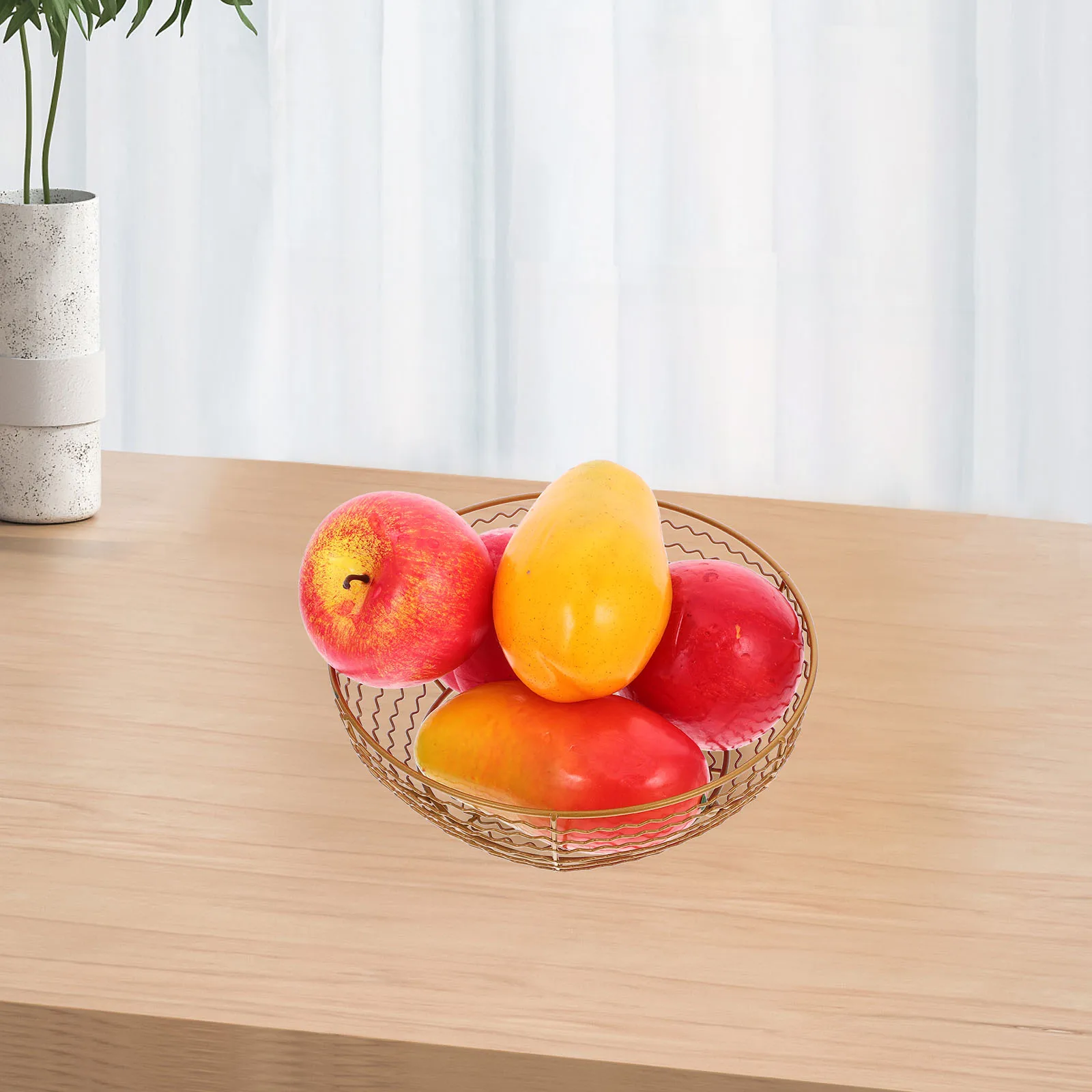 

1pc Metal Wire Fruit Basket 12 Inch Reusable Storage Organizer For Kitchen Bread Snacks Vegetables Fruits Cosmetics Sundries