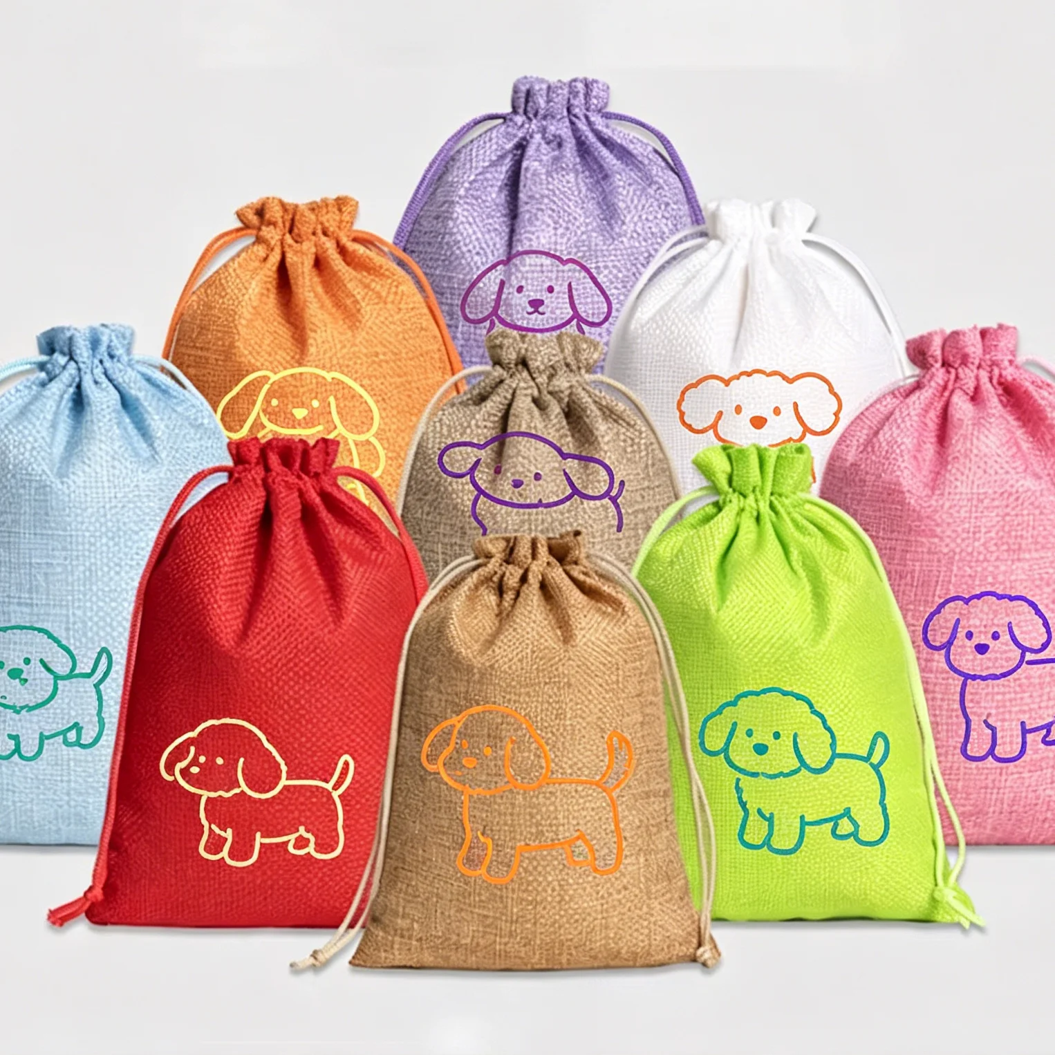 

100pcs/Lot Custom Logo 5x7inch Jute Burlap Bags Xmas Gift Drawstring Burlap Pouch Cotton Linen Gift Packaging Jewelry Sack