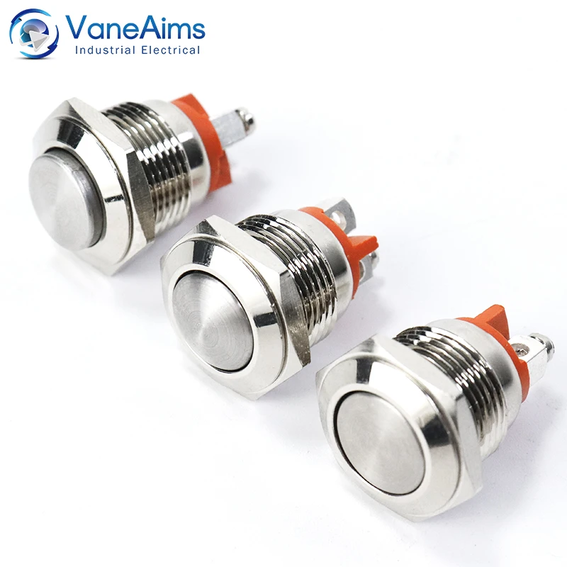 

VaneAims 16mm Push Button Switch 1NC Mini Momentary Unlocked Stainless Steel Metal Electric Switches Waterproof without Fixation