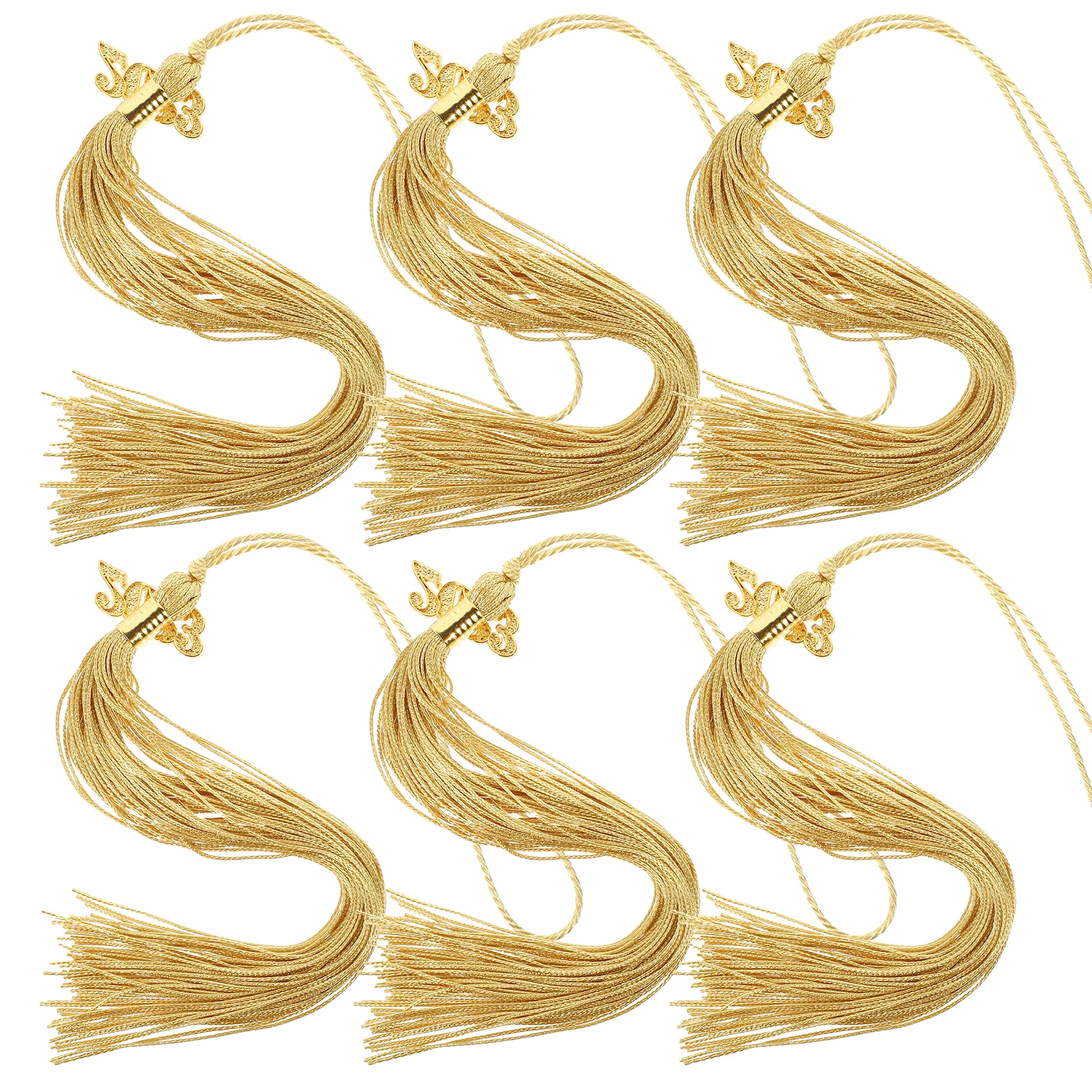 

6 Pcs Graduation Tassel Doctoral Hat Decoration Cap Charm Golden Small End Caps Supplies Accessories Tassels Cake Charms for