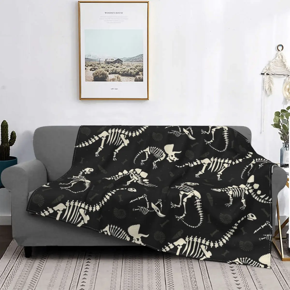 Dinosaur Fossils Blankets Velvet Decoration Multi-function Lightweight Thin Throw Blanket for Bedding Outdoor Bedding Throws