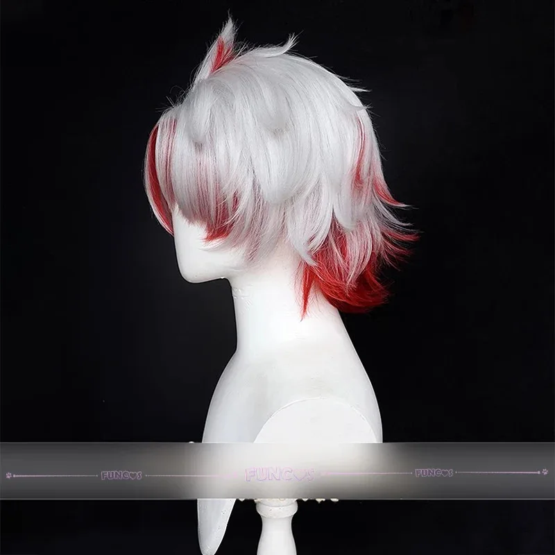 

az15Wuthering Waves Scar Cosplay Boss Fractsidus White Red Short New Game Heat-resistant Fiber Hair Rose Wig Net Free C