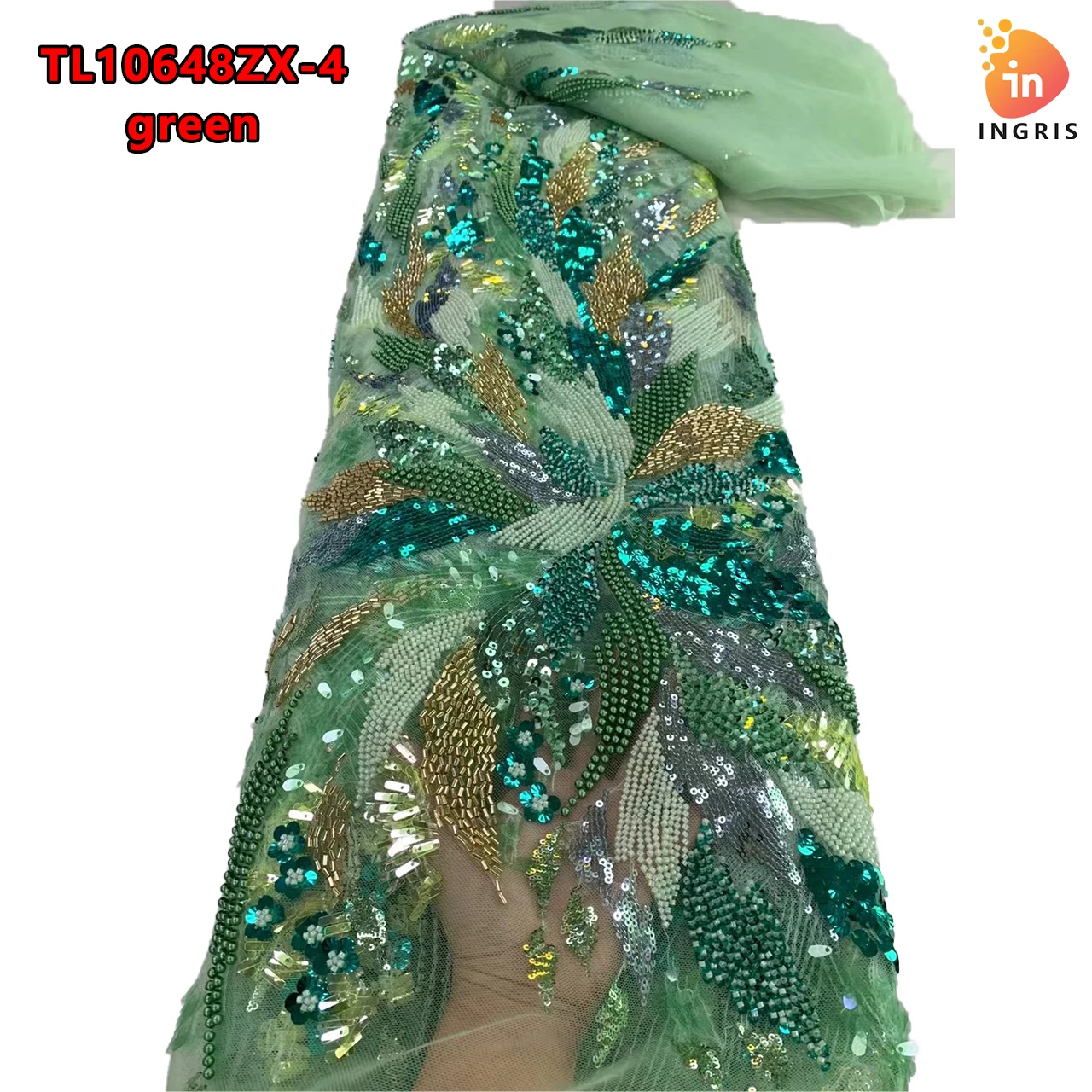 Imagem -05 - Malha de Tule Africana para Festa Tecidos Bordados de Renda Tecido Frisado de Lantejoulas Tecido Luxuoso para Desfile Tl10648zx