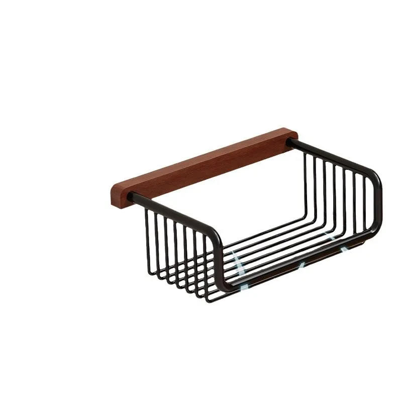 스칸디나비아 화장지 홀더 - 뚜껑이 있는 목재 및 등나무 벽걸이형 티슈 디스펜서, 드릴 없음 욕실 보관 바구니