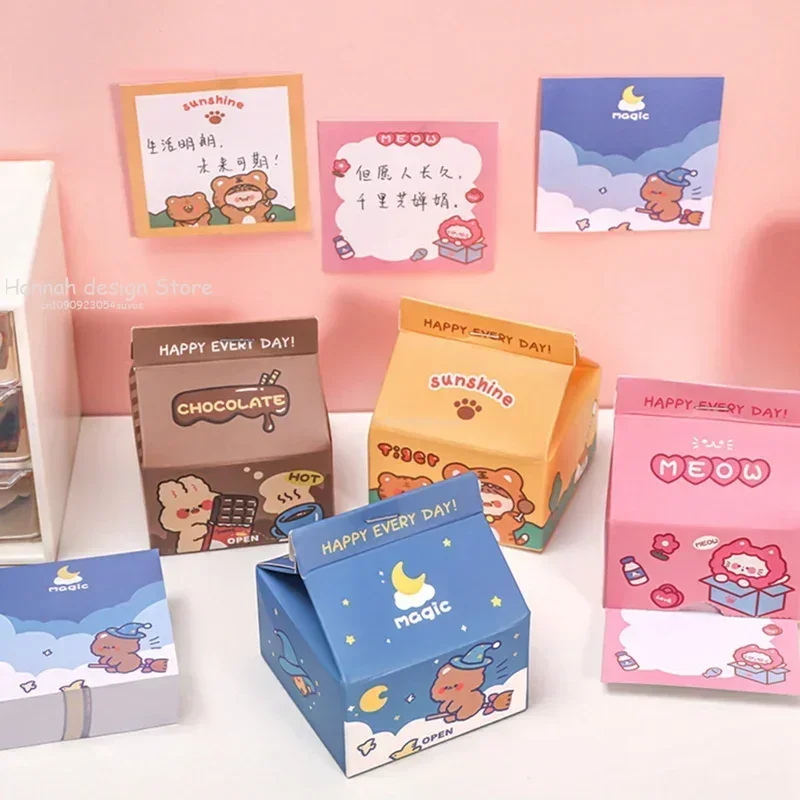 

200 Sheets/Box Milk Series Kawaii Memo Pad Cute Sticky Note Paper Cartoon School Supplies For Children Stationery Message Note