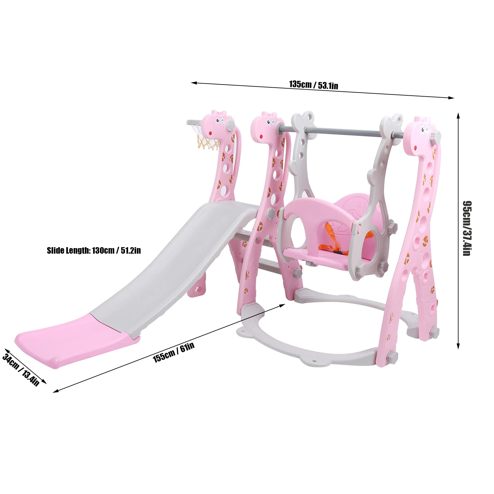 Children Play Slide Set Toddler Climber Swing Set with Basketball Hoop Outdoor Indoor Children Play Slide Set Climber Swing Set