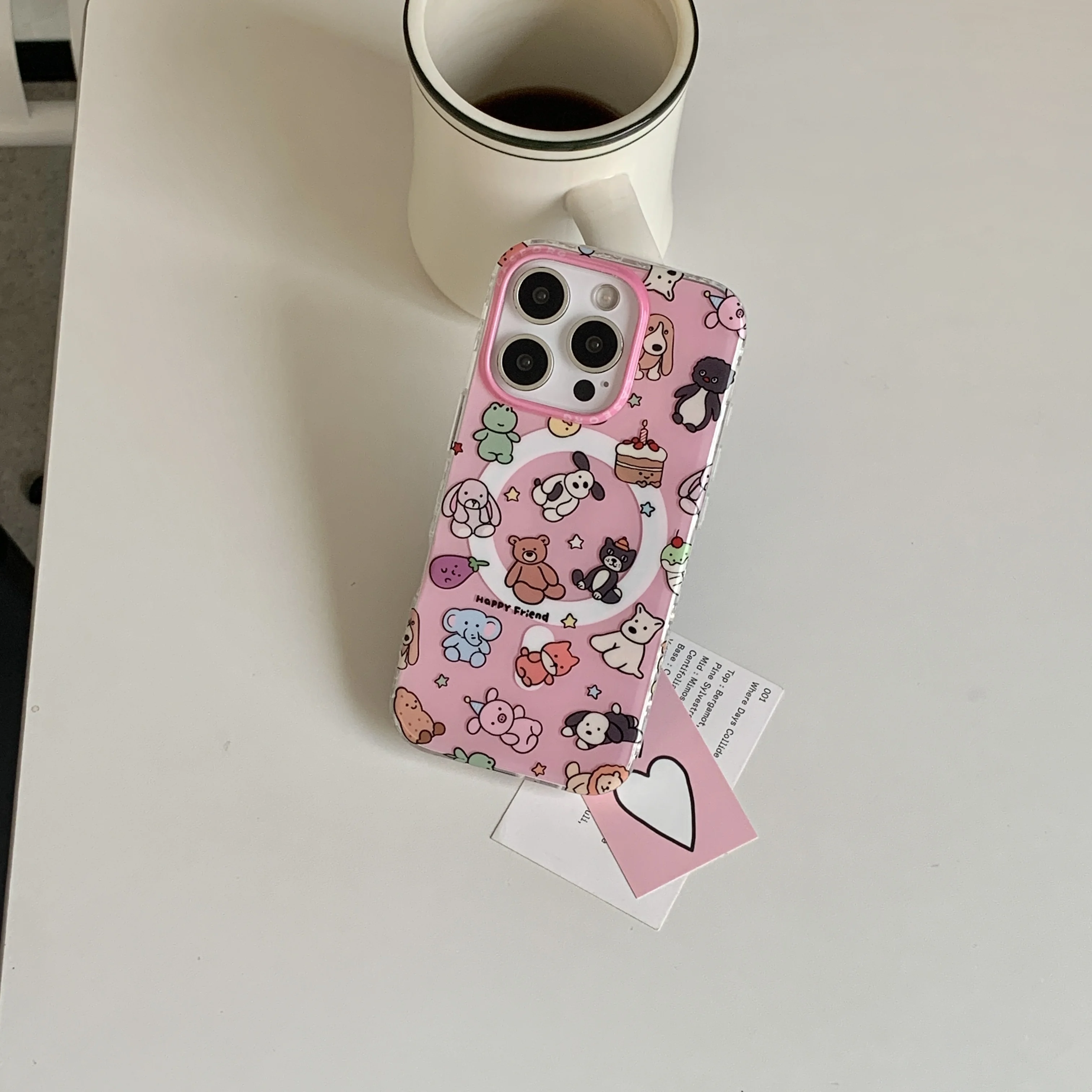 Birthday Gift Cute Cartoon For Little Animals Beer Shell Bracket Phone Case For iPhone17 16 12 13 14 15 Pro Max Anti Drop Case