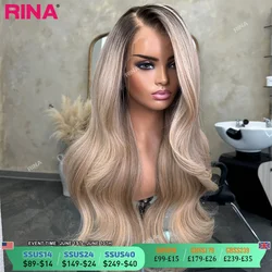 Highlights Ash Blonde 180 Density 13x6 Lace Frontal Wig Preplucked Brazilian Human Hair Transparent Lace Frontal Wig For Women