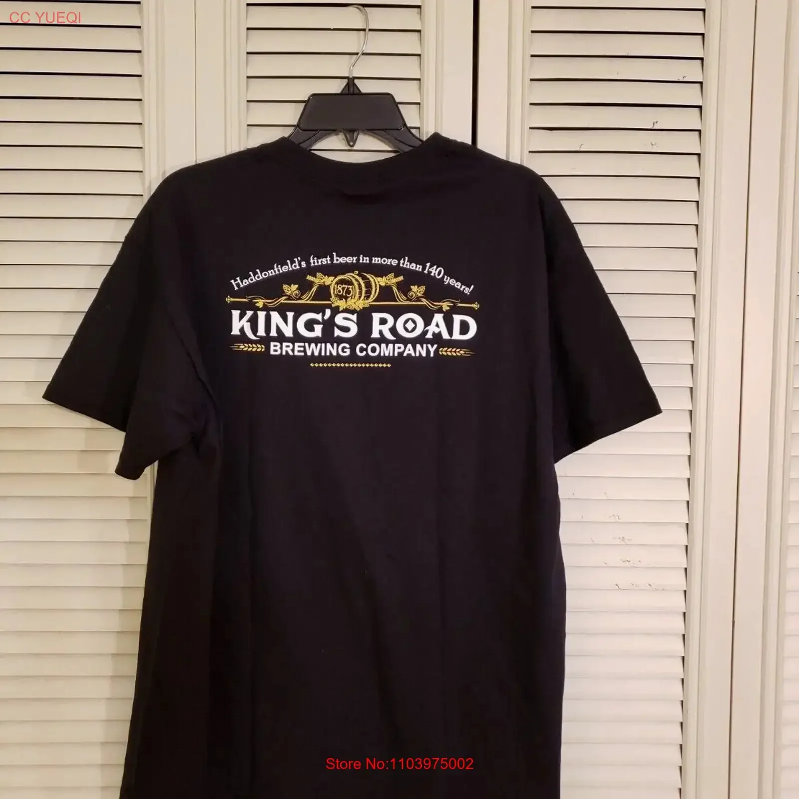 Футболка King's Road Brewing Co Beer Black T Shirt Haddonfield NJ, мужская, размер L, НОВАЯ, винтажная, с эффектом потертости, модная, удобная, эластичная